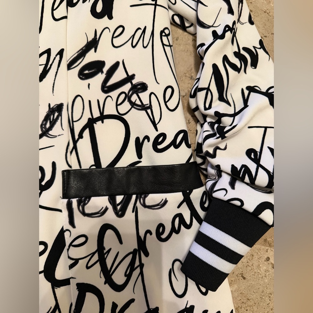 Joseph Ribkoff Black and White Script Blazer - Picture 4 of 6
